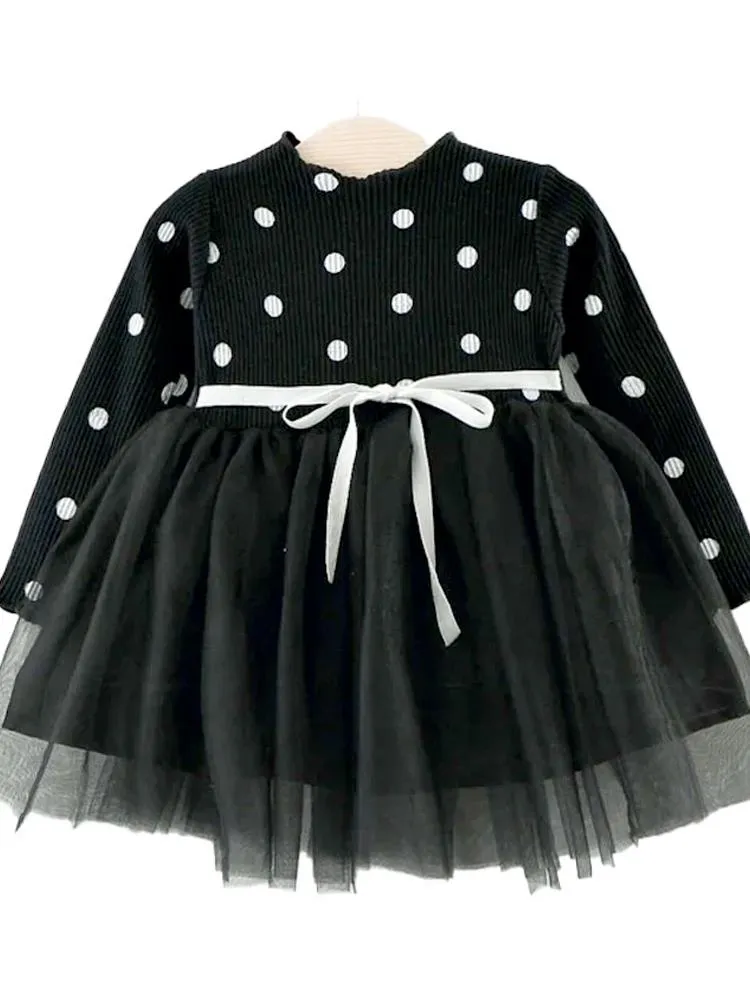 Girls Black Polka Dot Tutu Party Dress - 6 to 24 Months
