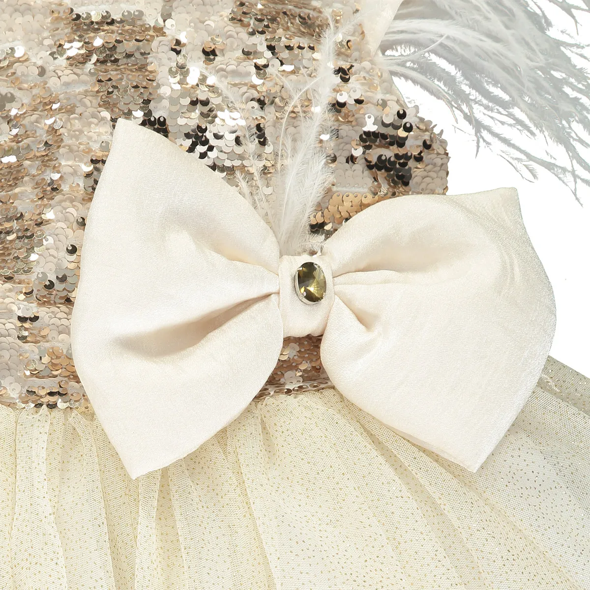 Girls Gold Sequinned Dress
