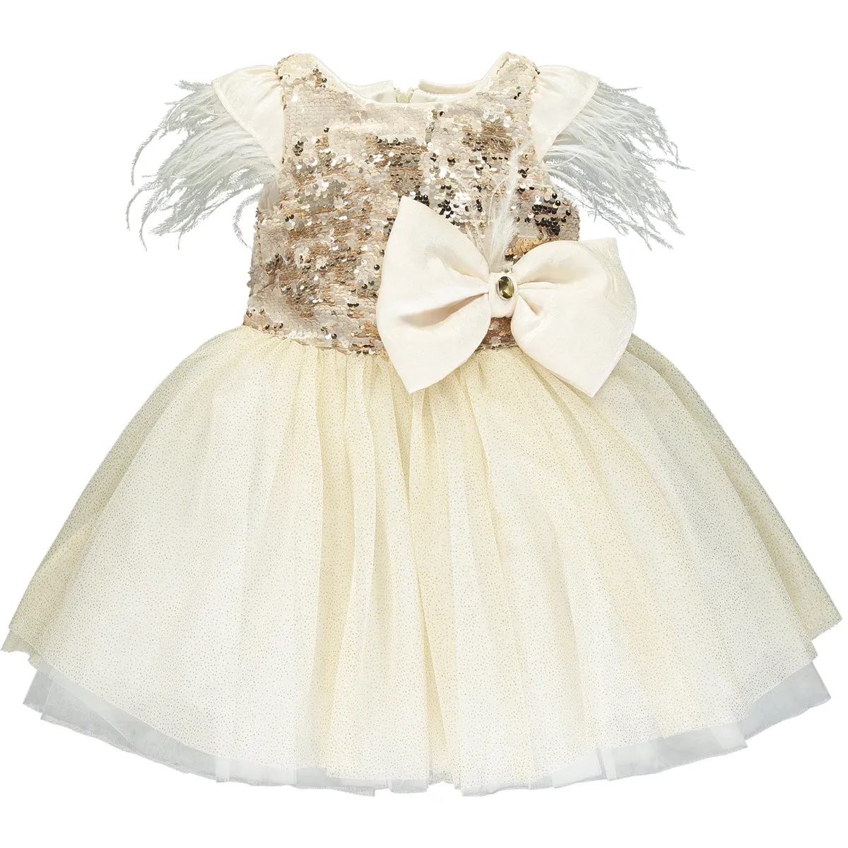 Girls Gold Sequinned Dress