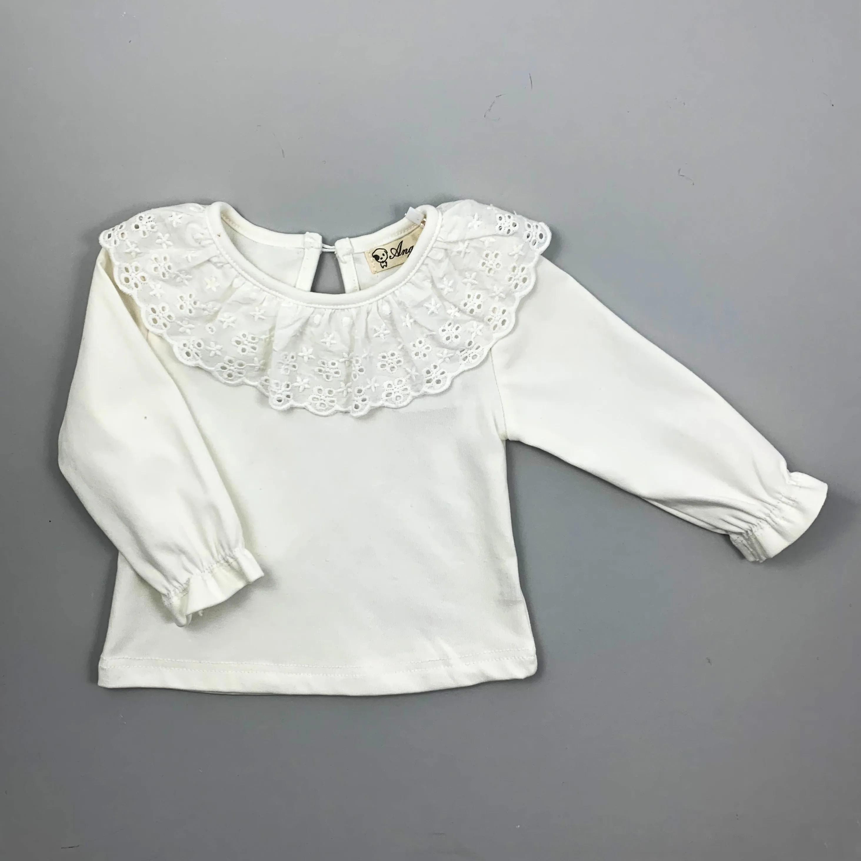 Girls Lace Collar Long Sleeve Blouse