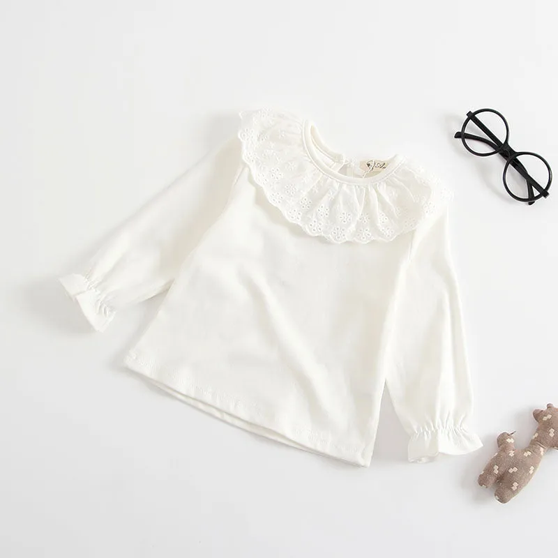 Girls Lace Collar Long Sleeve Blouse