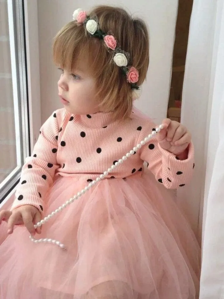 Girls Pink Polka Dot Party Tutu Dress - 6 to 24 Months