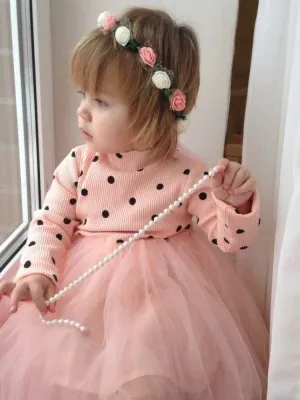 Girls Pink Polka Dot Party Tutu Dress - 6 to 24 Months