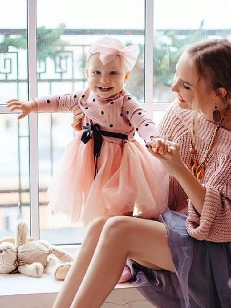 Girls Pink Polka Dot Party Tutu Dress - 6 to 24 Months