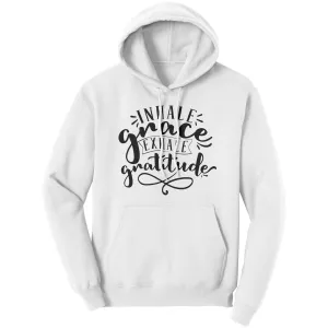 Graphic Hoodie Sweatshirt, Inhale Grace Exhale Gratitude Hooded Shirt