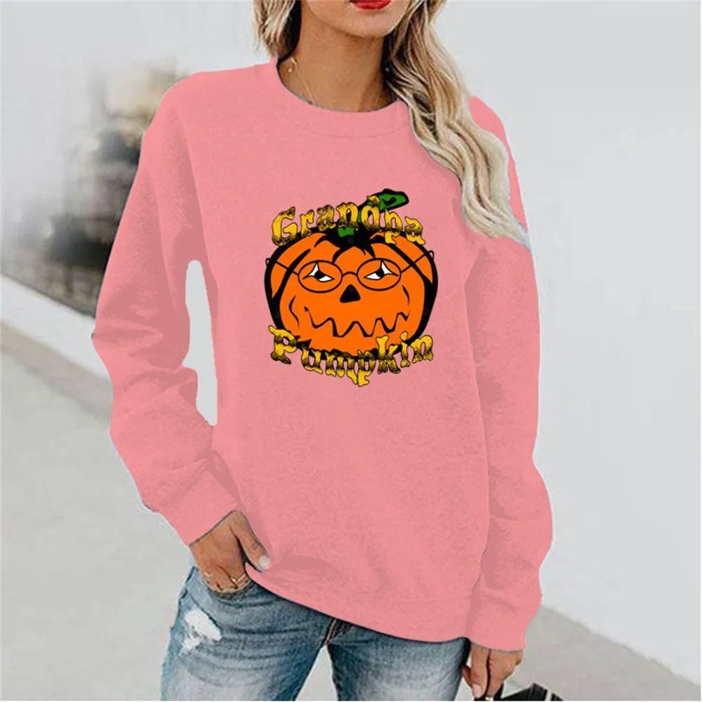 Graphic long Sleeve Shirts Pumpkins With Glasses