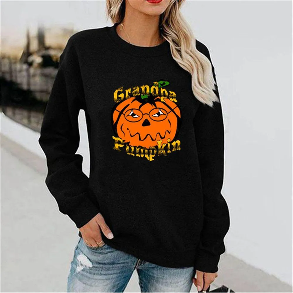 Graphic long Sleeve Shirts Pumpkins With Glasses