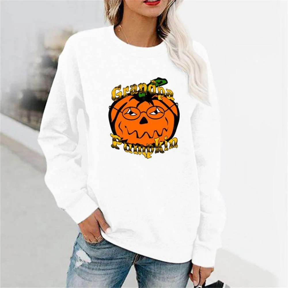 Graphic long Sleeve Shirts Pumpkins With Glasses