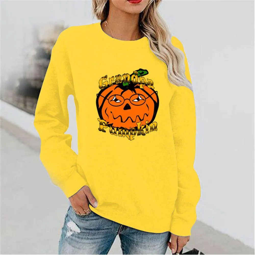 Graphic long Sleeve Shirts Pumpkins With Glasses