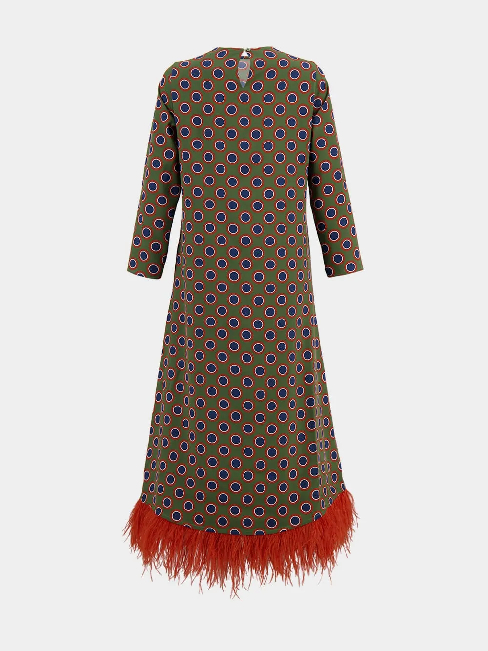 Grayf Symmetrical Eye Dress with Feathers