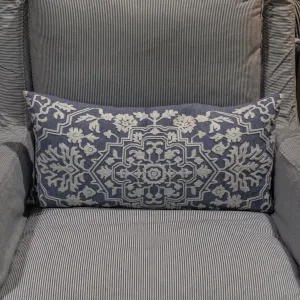 Grey Embroidered Damask Pillow