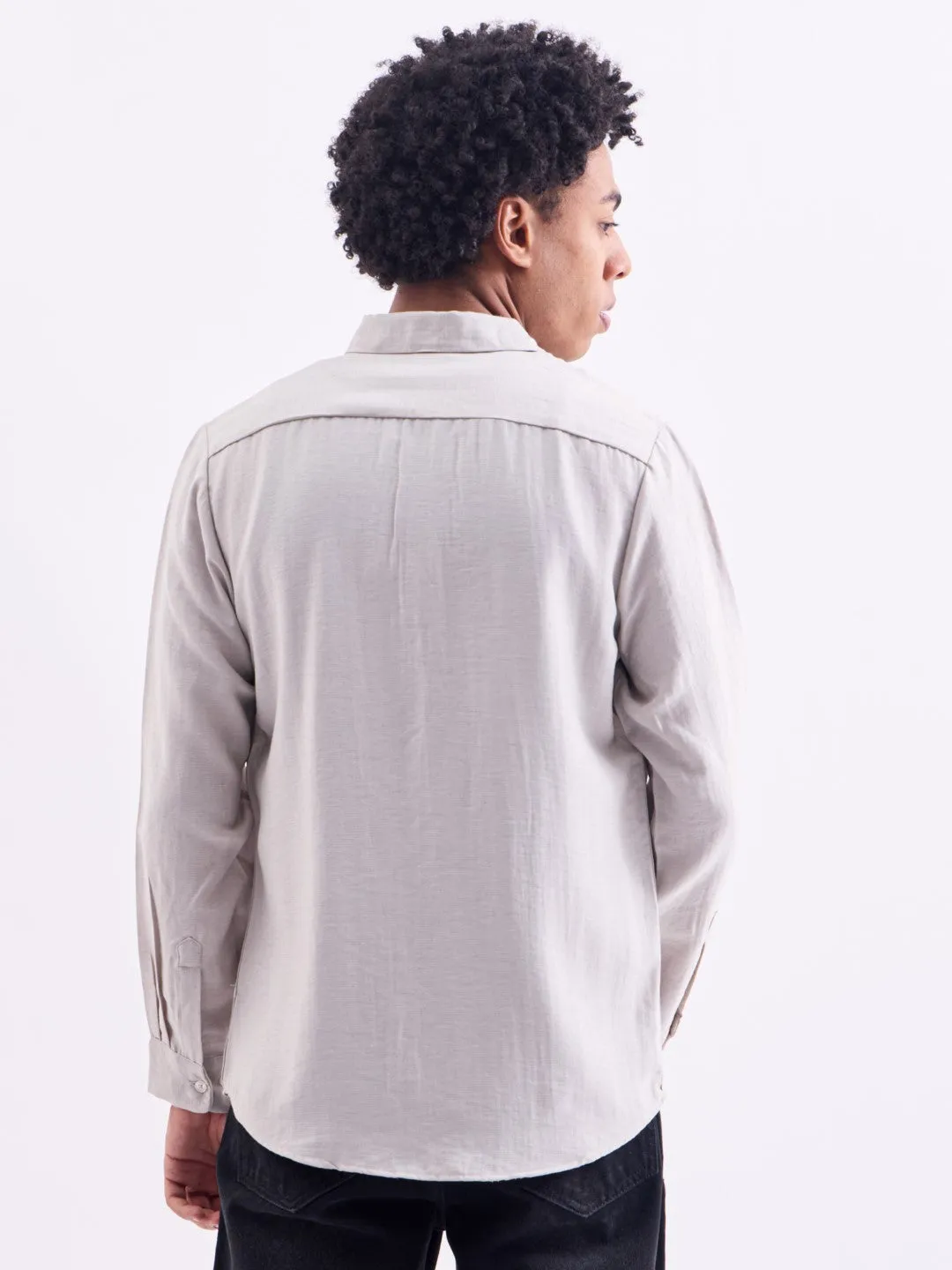 Grey Plain Full Sleeves Shirt