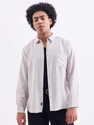 Grey Plain Full Sleeves Shirt