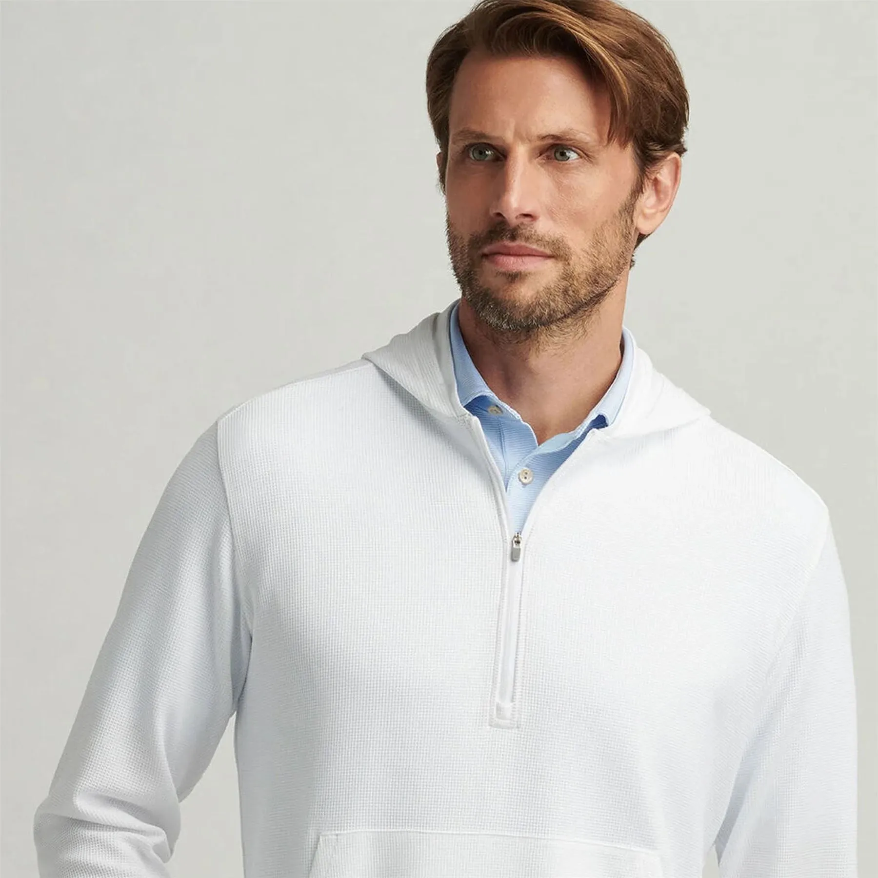 Grid Performance Half Zip Hoodie White