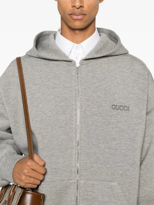GUCCI || Viscose Jersey Sweatshirt With Embroidery In Grey