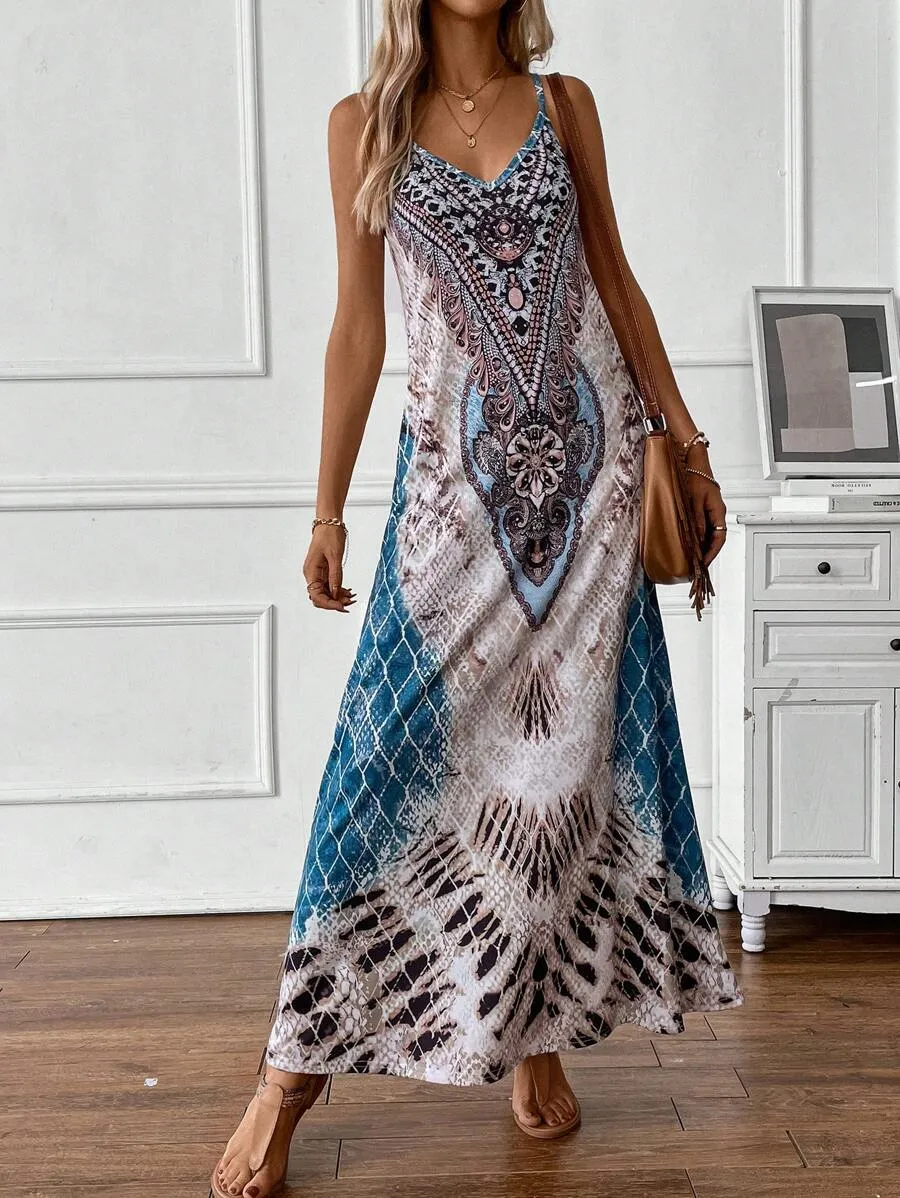 Gudrun® | Sleeveless Dress With A Feather Pattern