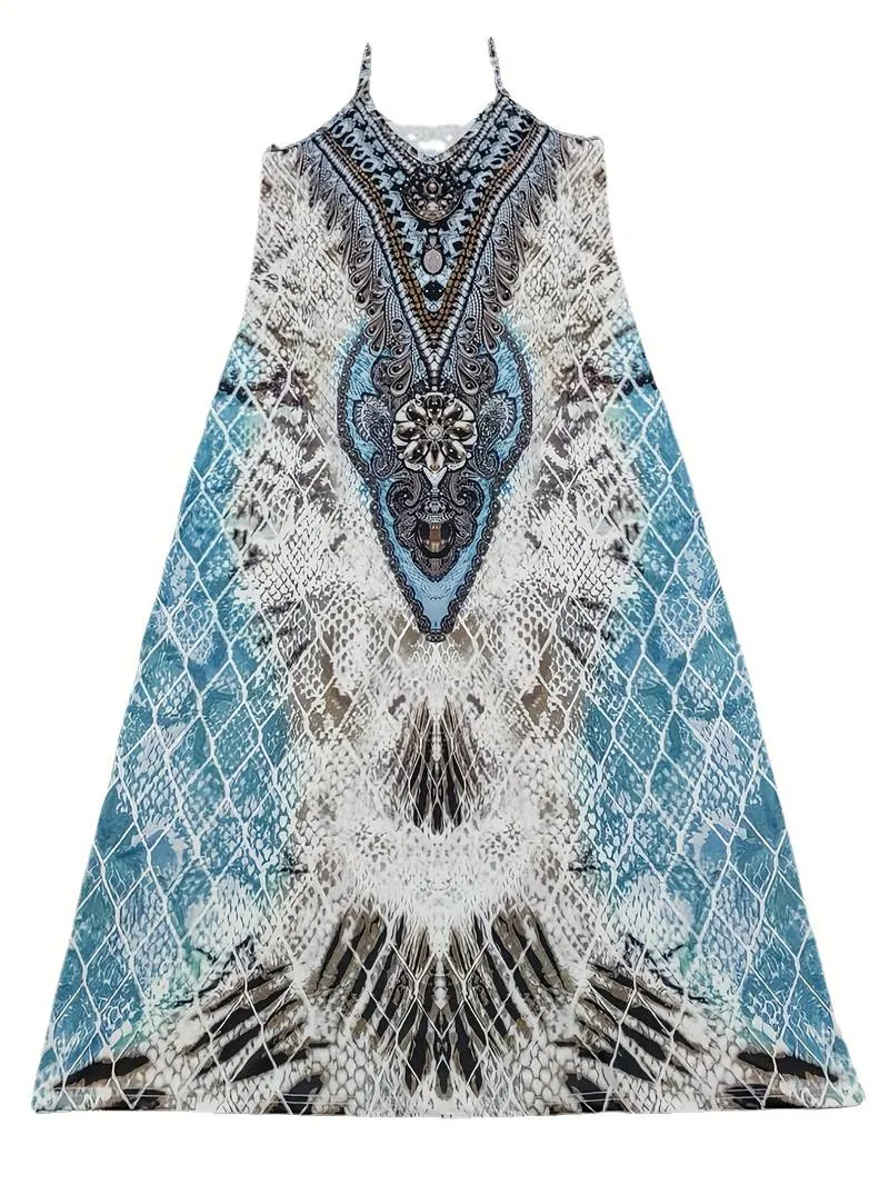Gudrun® | Sleeveless Dress With A Feather Pattern