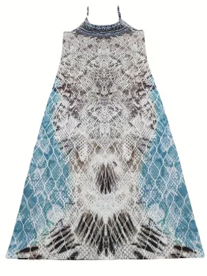 Gudrun® | Sleeveless Dress With A Feather Pattern