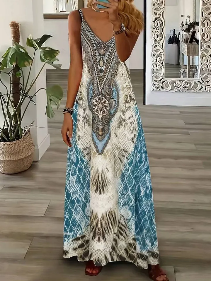 Gudrun® | Sleeveless Dress With A Feather Pattern