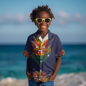 Haiti Flag Kid Hawaiian Shirt Traditional Dashiki Black Color LT03