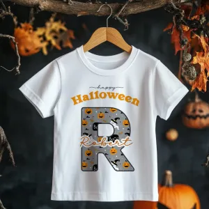 Halloween Personalised Name With Initial Toddler & Kids T Shirt