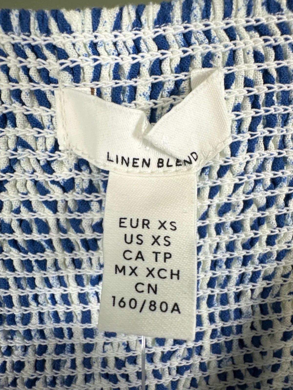 H&M Blue White Wave Pattern Midi Dress UK XS