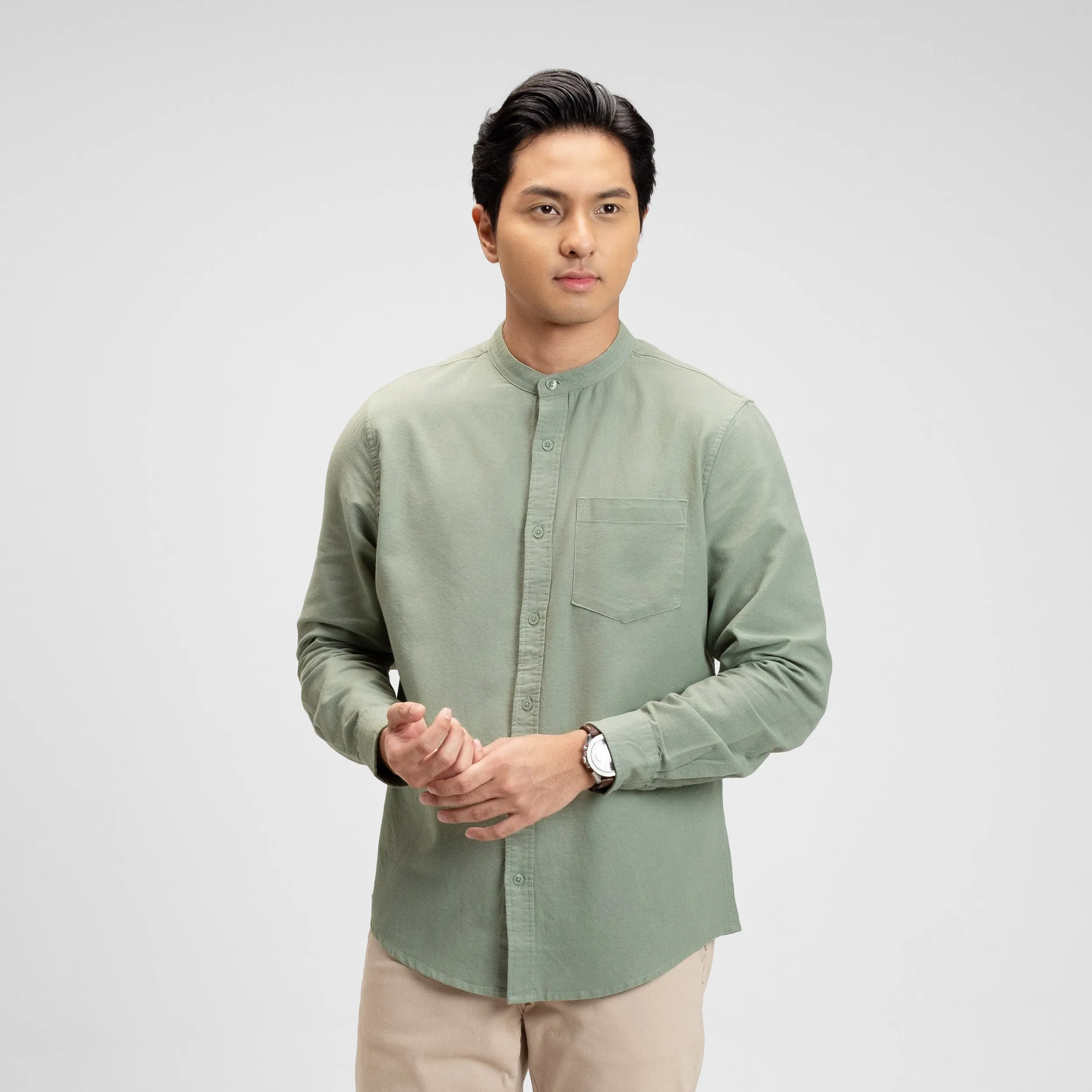 Hamzah Kemeja Koko Rami Basic Lengan Panjang