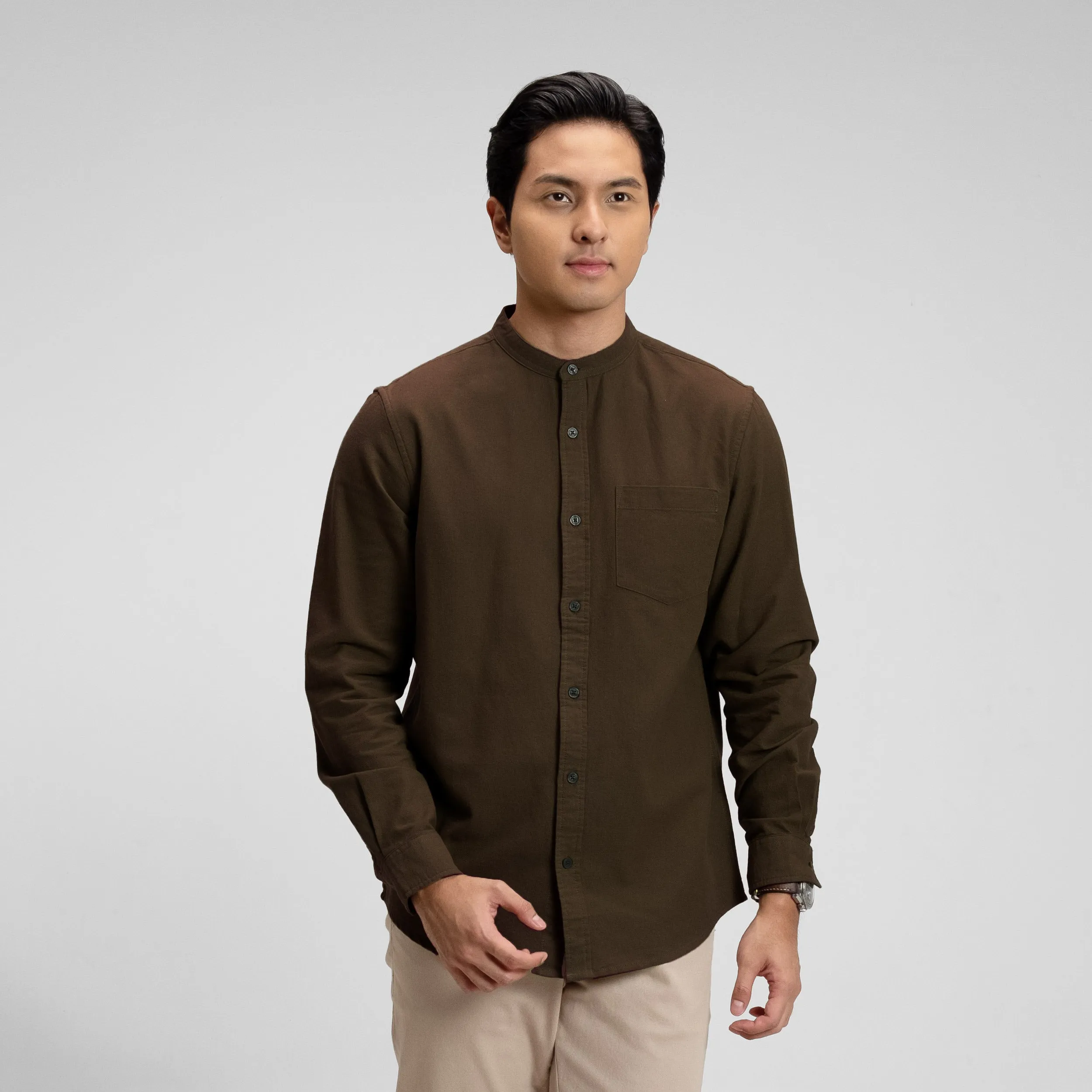 Hamzah Kemeja Koko Rami Basic Lengan Panjang