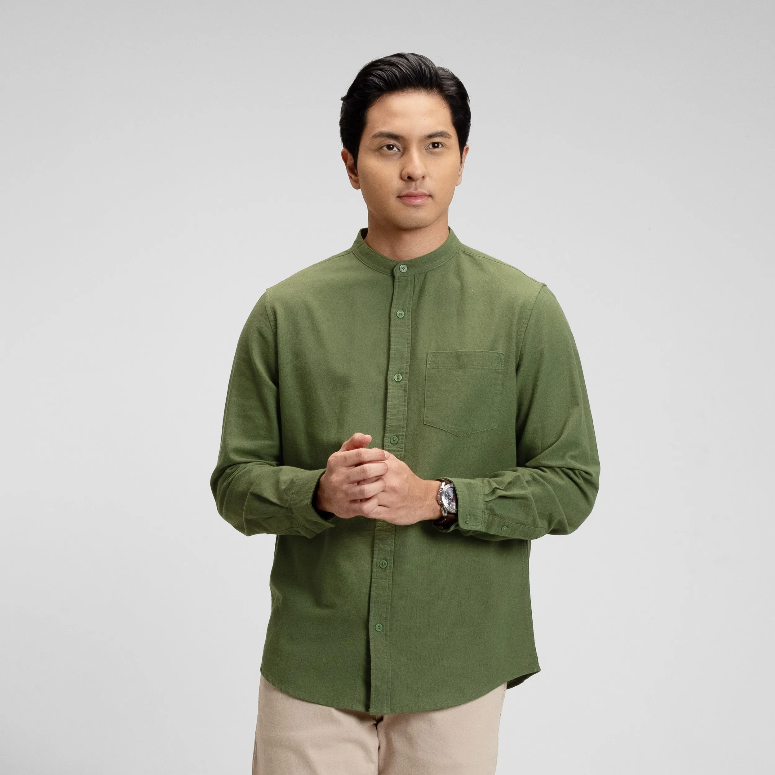 Hamzah Kemeja Koko Rami Basic Lengan Panjang