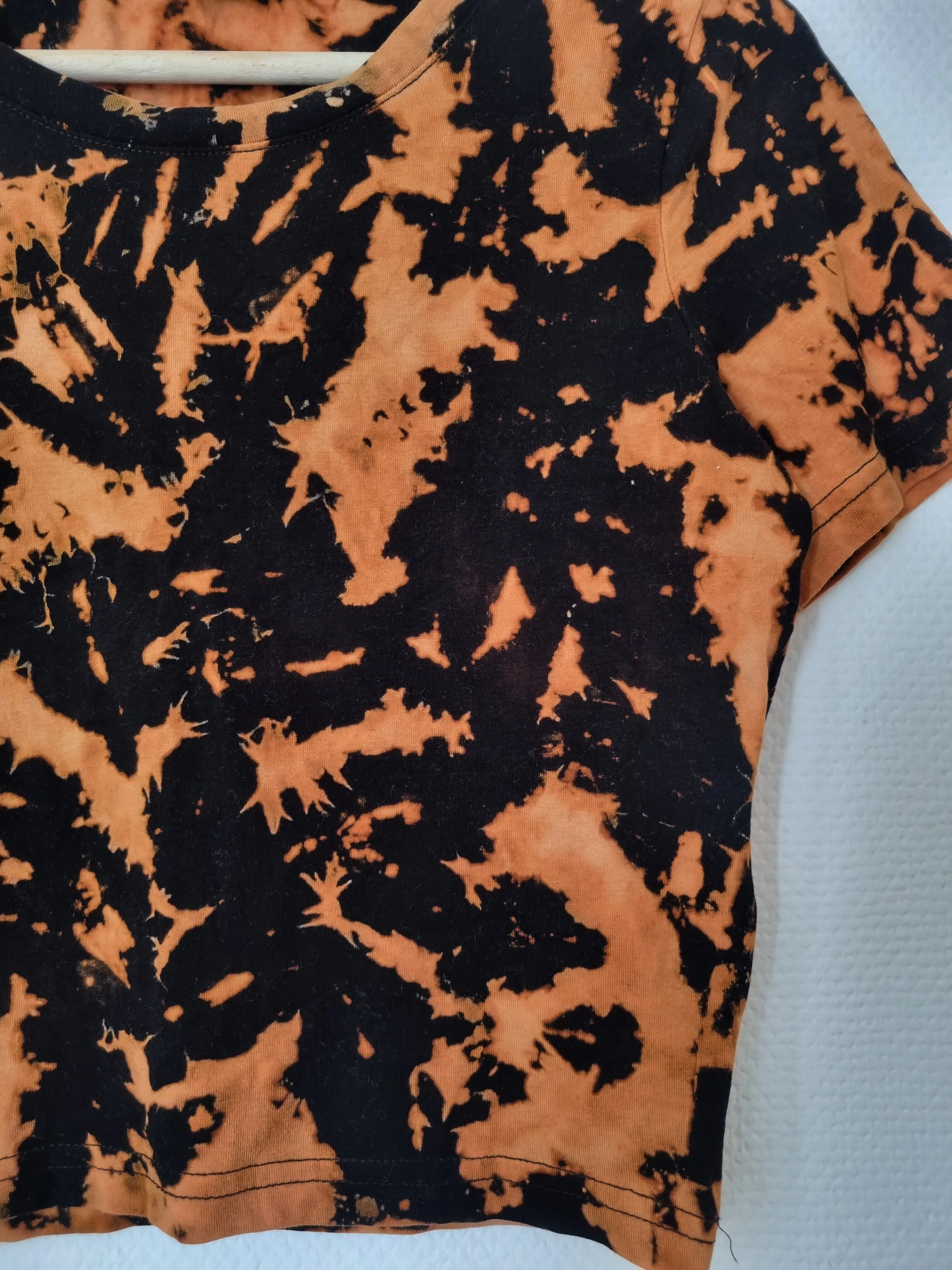 Hand Designed Fitted Bleach Galaxy Tie-Dye Crop Top