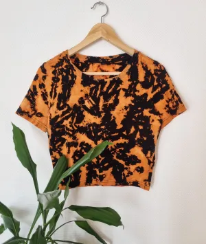 Hand Designed Fitted Bleach Galaxy Tie-Dye Crop Top