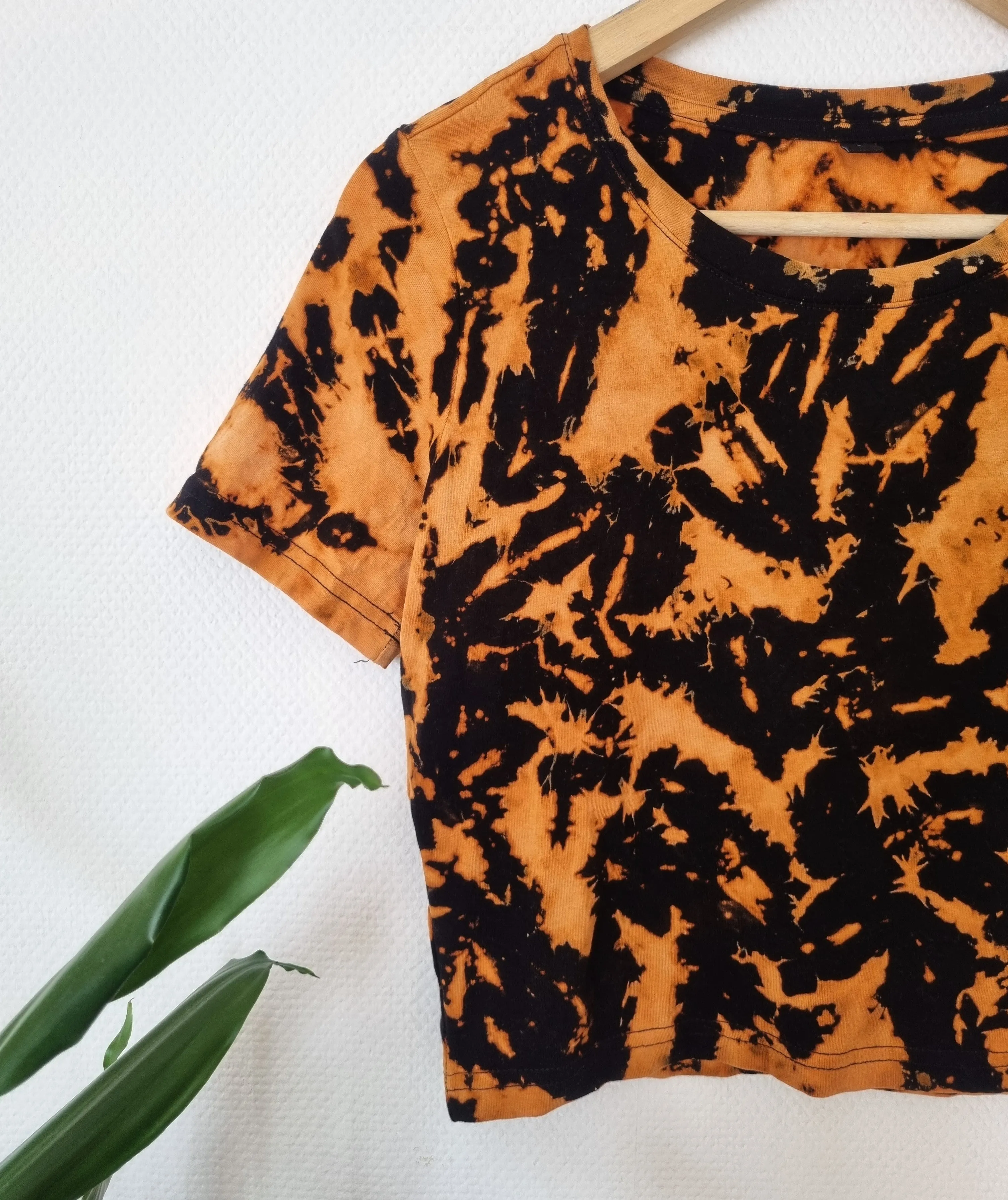 Hand Designed Fitted Bleach Galaxy Tie-Dye Crop Top