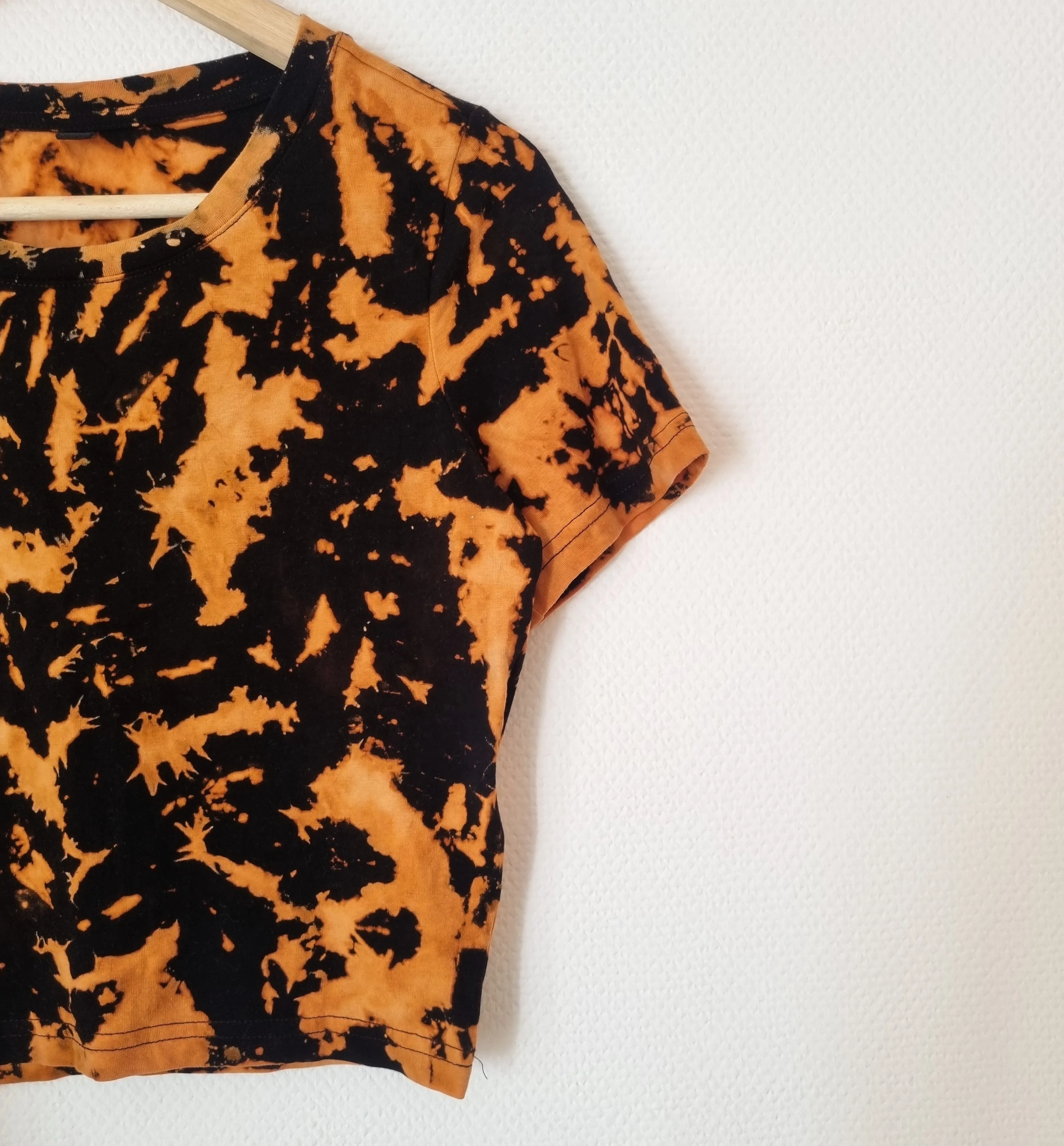 Hand Designed Fitted Bleach Galaxy Tie-Dye Crop Top