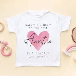 Happy Birthday Auntie Red Heart Personalised Toddler & Kids T Shirt