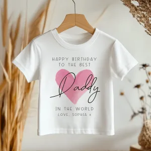 Happy Birthday Daddy Red Heart Personalised Toddler & Kids T Shirt