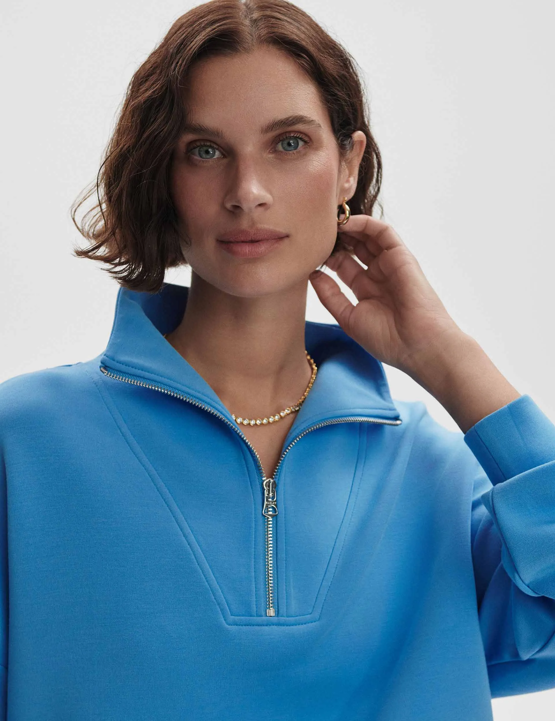 Hawley Half Zip Sweat - Azure Blue