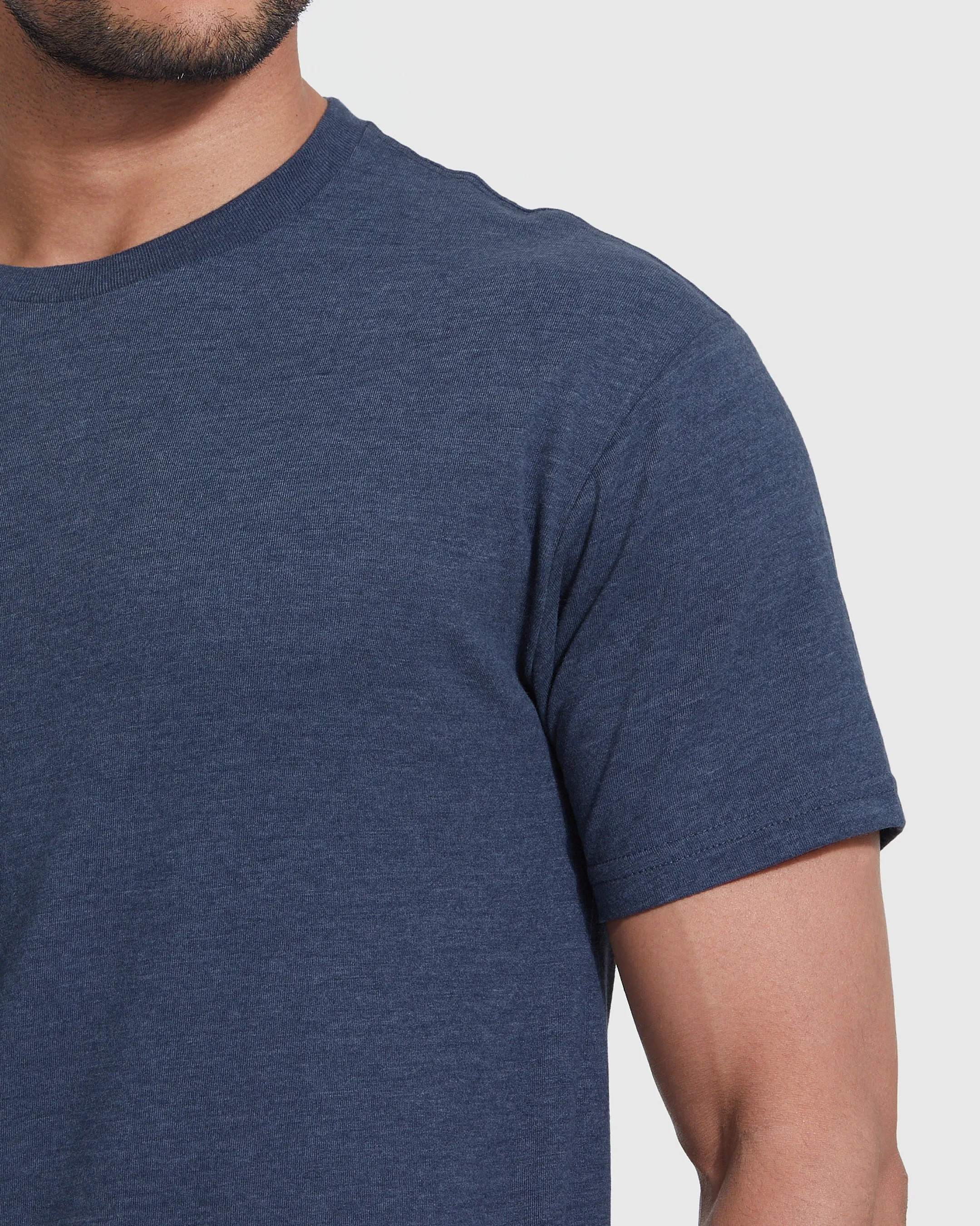 Heather Navy Short Sleeve Crew Neck Tee