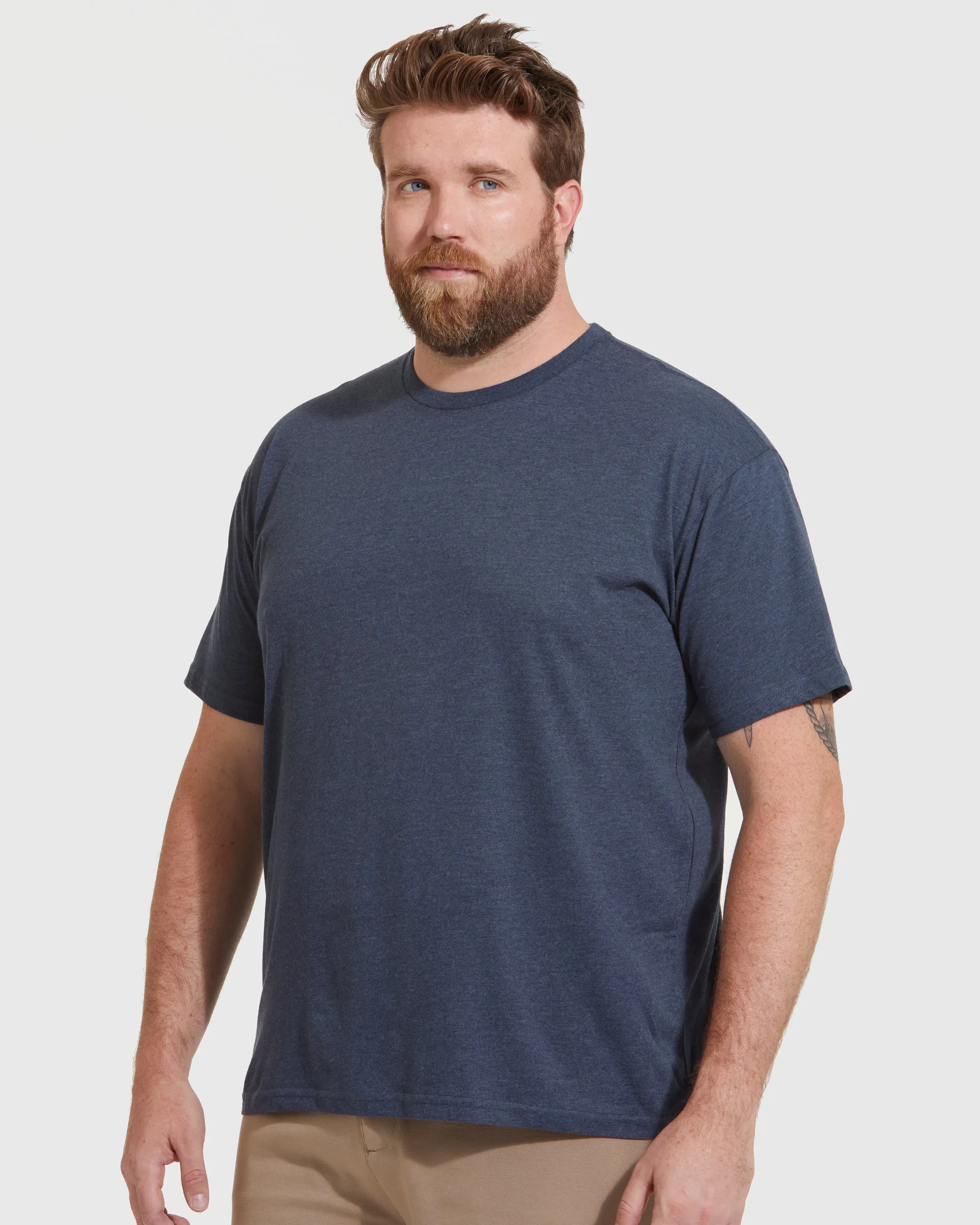 Heather Navy Short Sleeve Crew Neck Tee