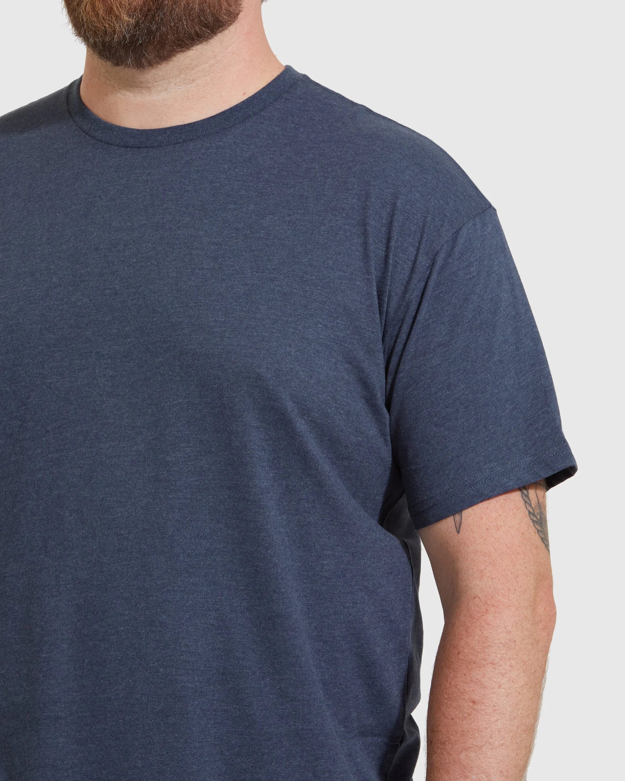 Heather Navy Short Sleeve Crew Neck Tee