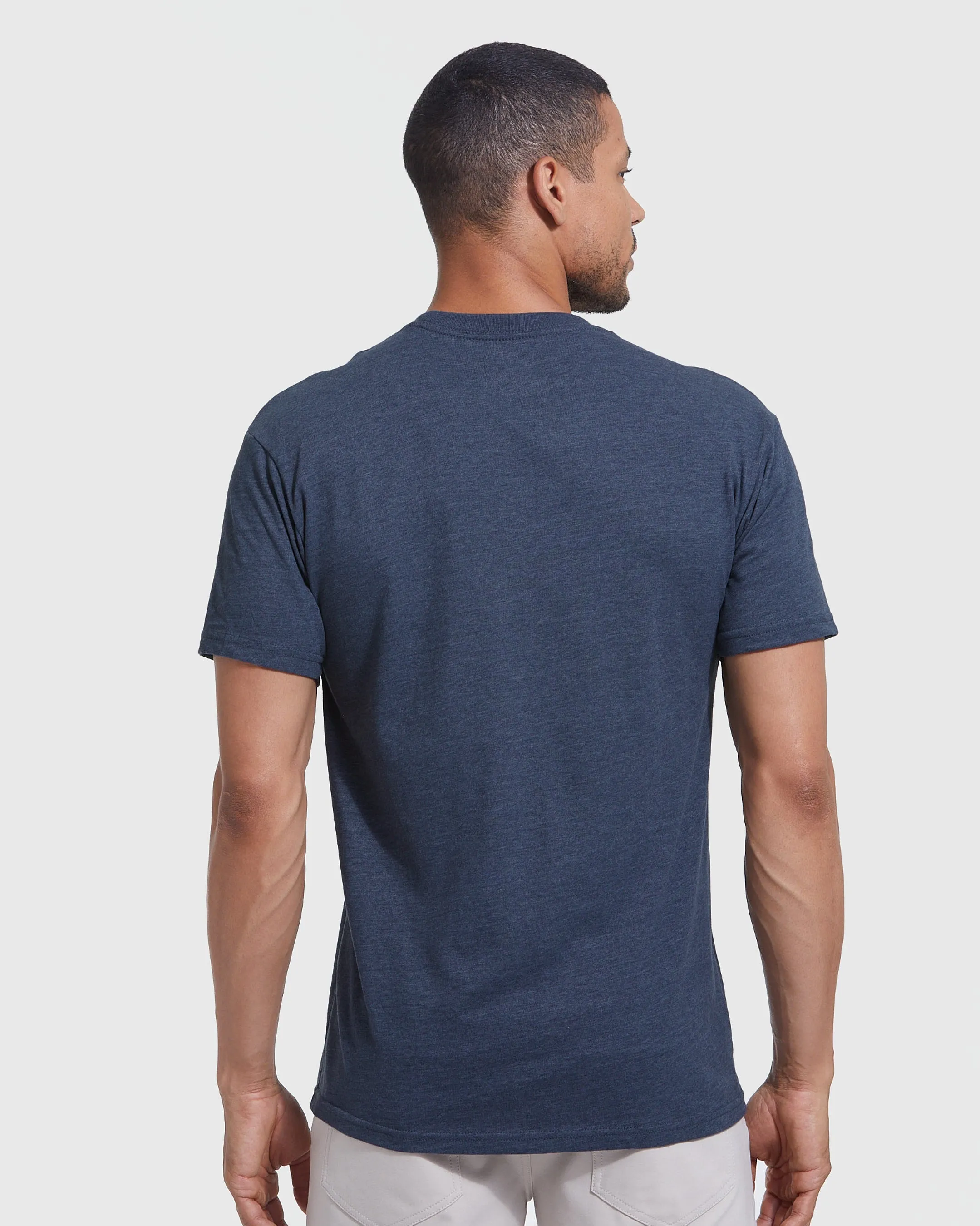 Heather Navy Short Sleeve Crew Neck Tee