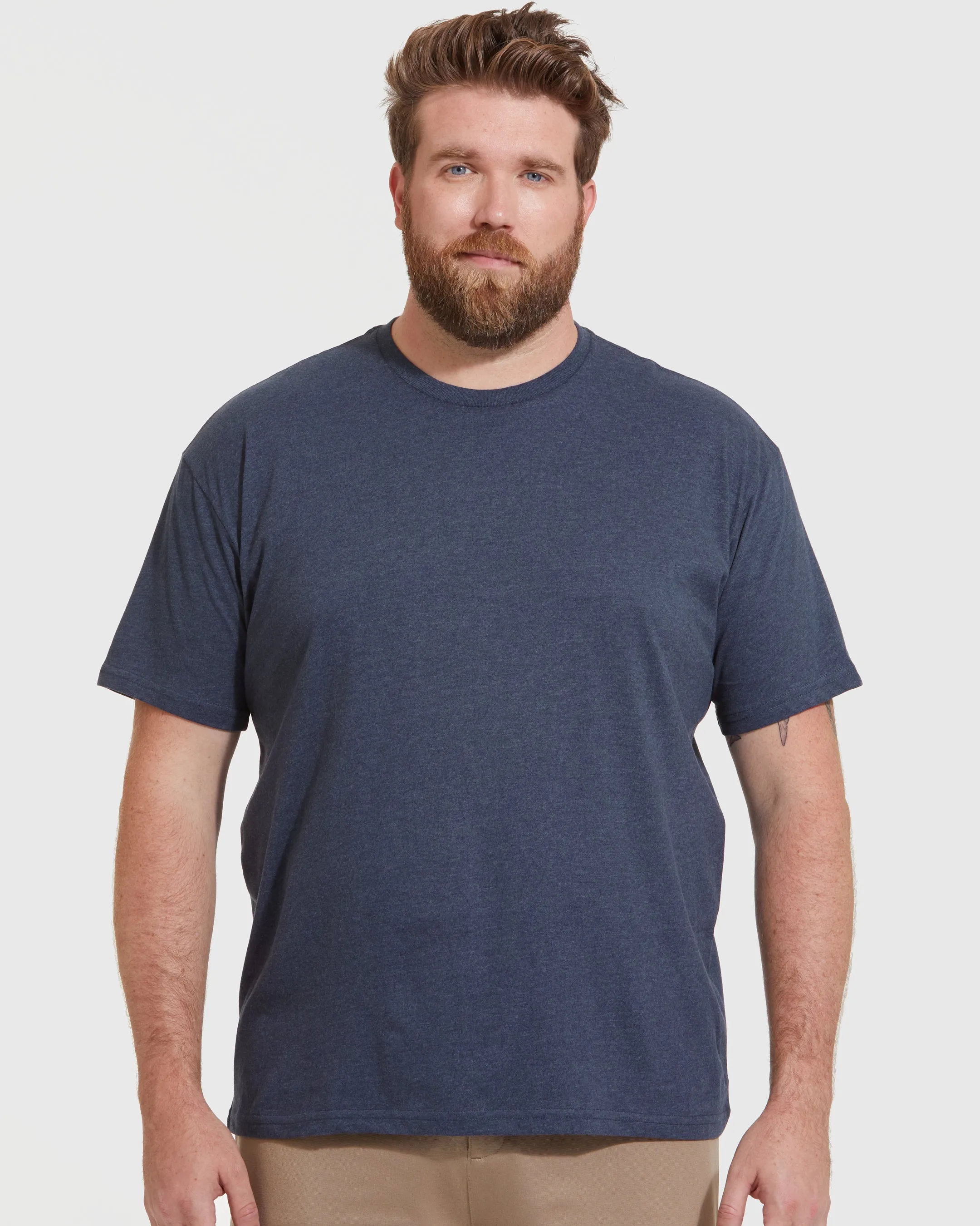Heather Navy Short Sleeve Crew Neck Tee
