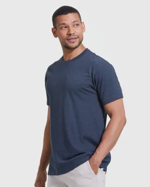 Heather Navy Short Sleeve Crew Neck Tee