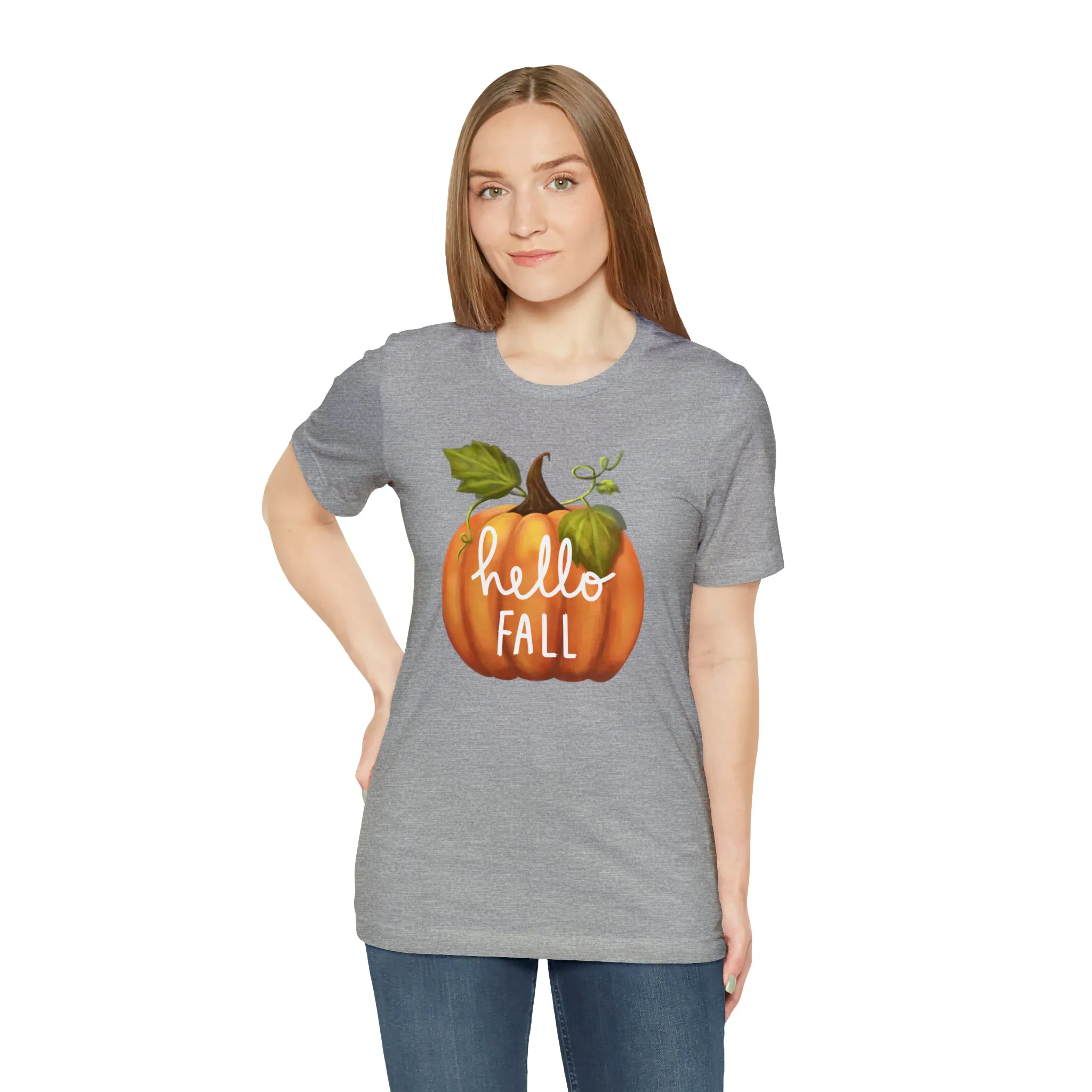 Hello Fall Shirt, Autumn Pumpkin Shirt , Pumpkin Spice Tee, Funny Pumpkin T-Shirt, Womens Fall Season Shirt