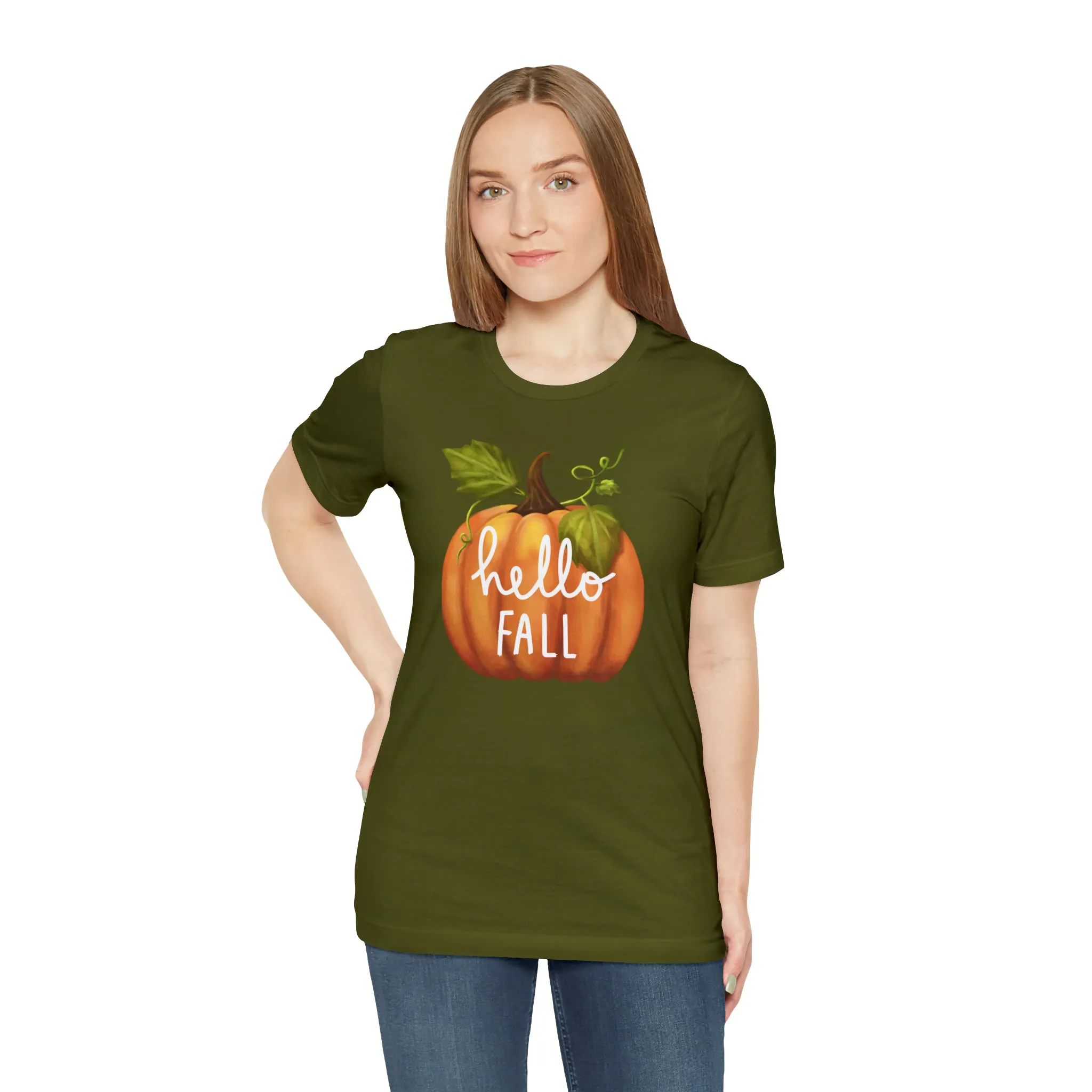 Hello Fall Shirt, Autumn Pumpkin Shirt , Pumpkin Spice Tee, Funny Pumpkin T-Shirt, Womens Fall Season Shirt