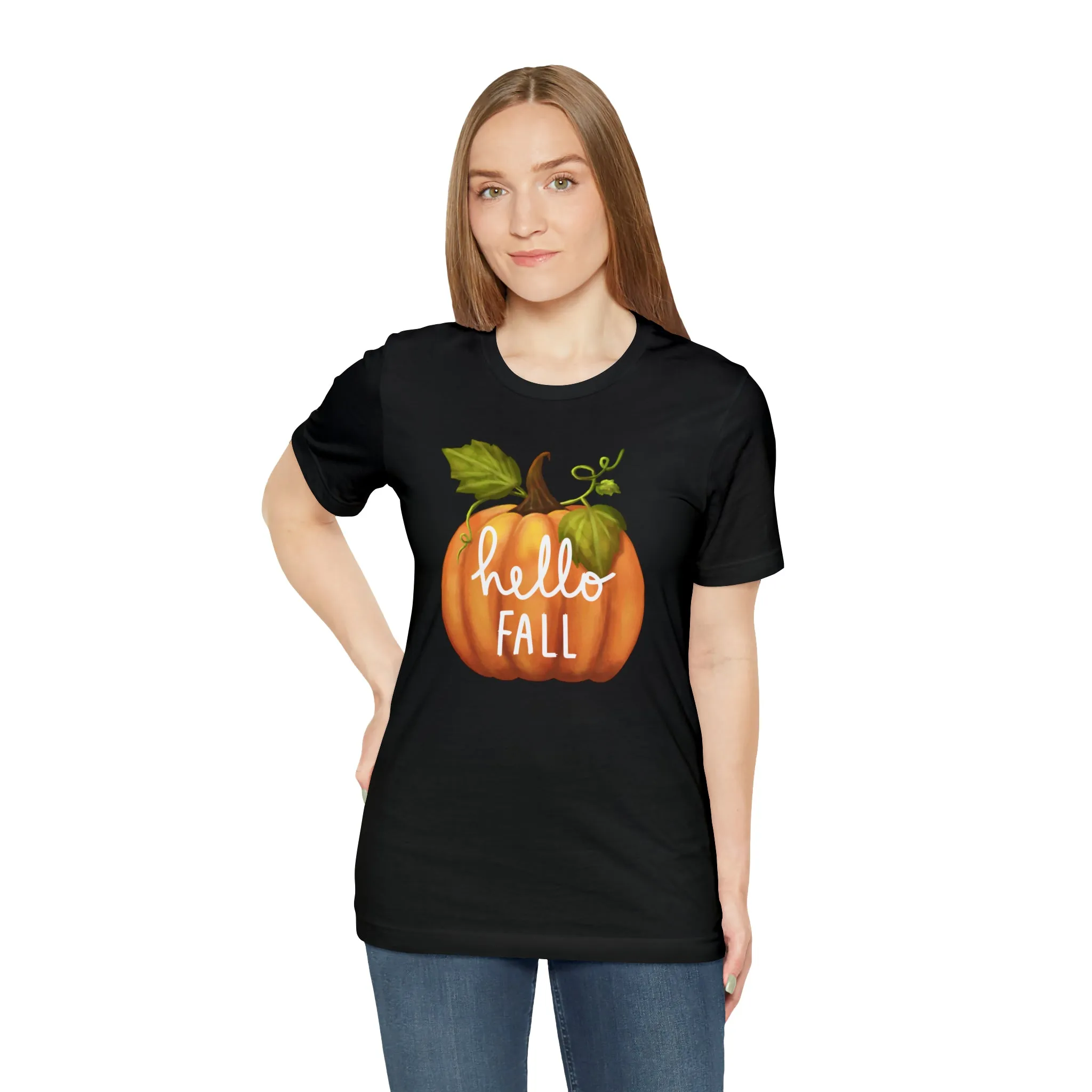 Hello Fall Shirt, Autumn Pumpkin Shirt , Pumpkin Spice Tee, Funny Pumpkin T-Shirt, Womens Fall Season Shirt