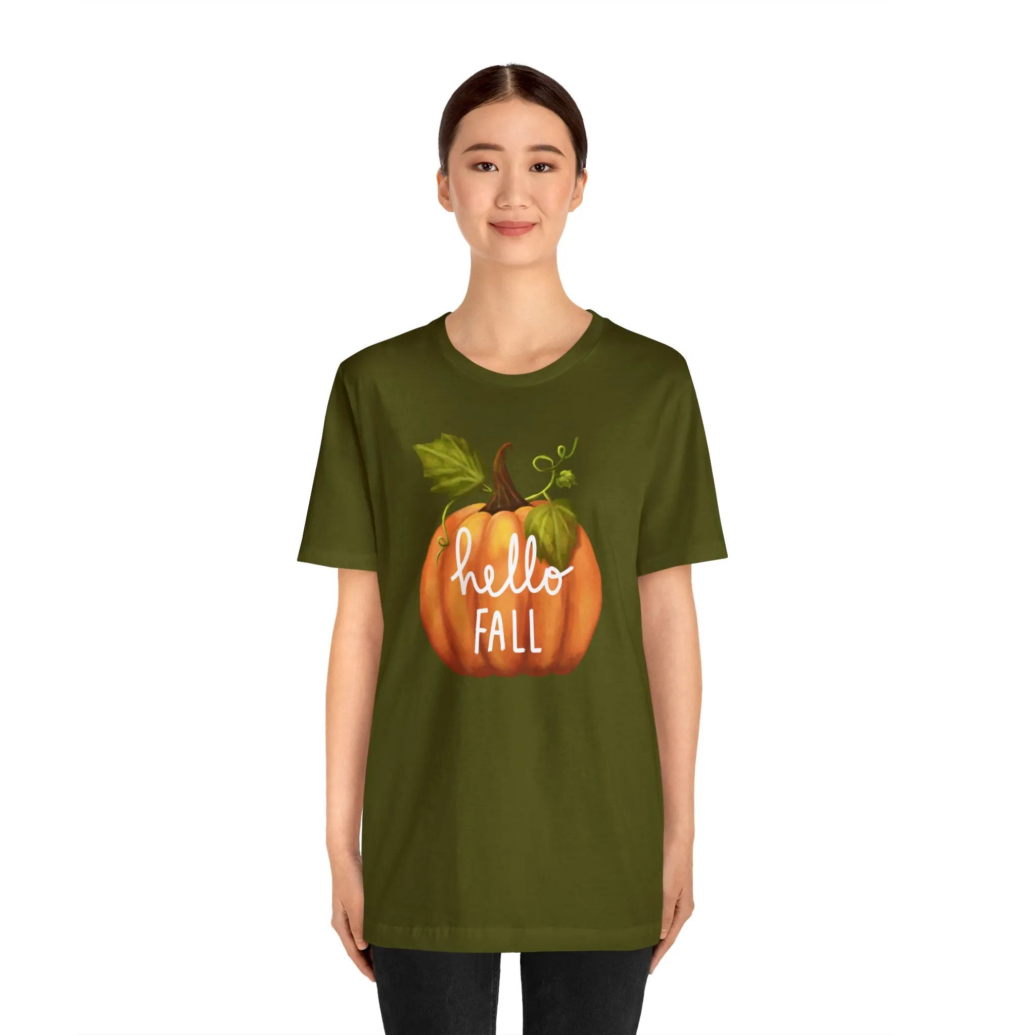Hello Fall Shirt, Autumn Pumpkin Shirt , Pumpkin Spice Tee, Funny Pumpkin T-Shirt, Womens Fall Season Shirt