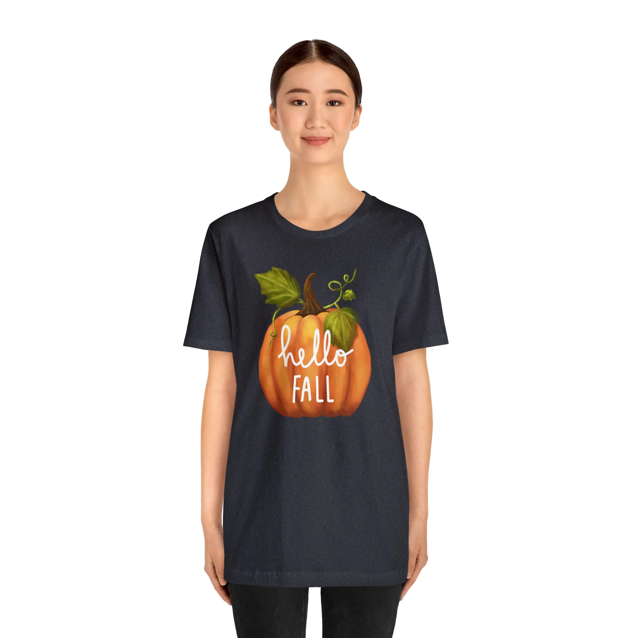 Hello Fall Shirt, Autumn Pumpkin Shirt , Pumpkin Spice Tee, Funny Pumpkin T-Shirt, Womens Fall Season Shirt