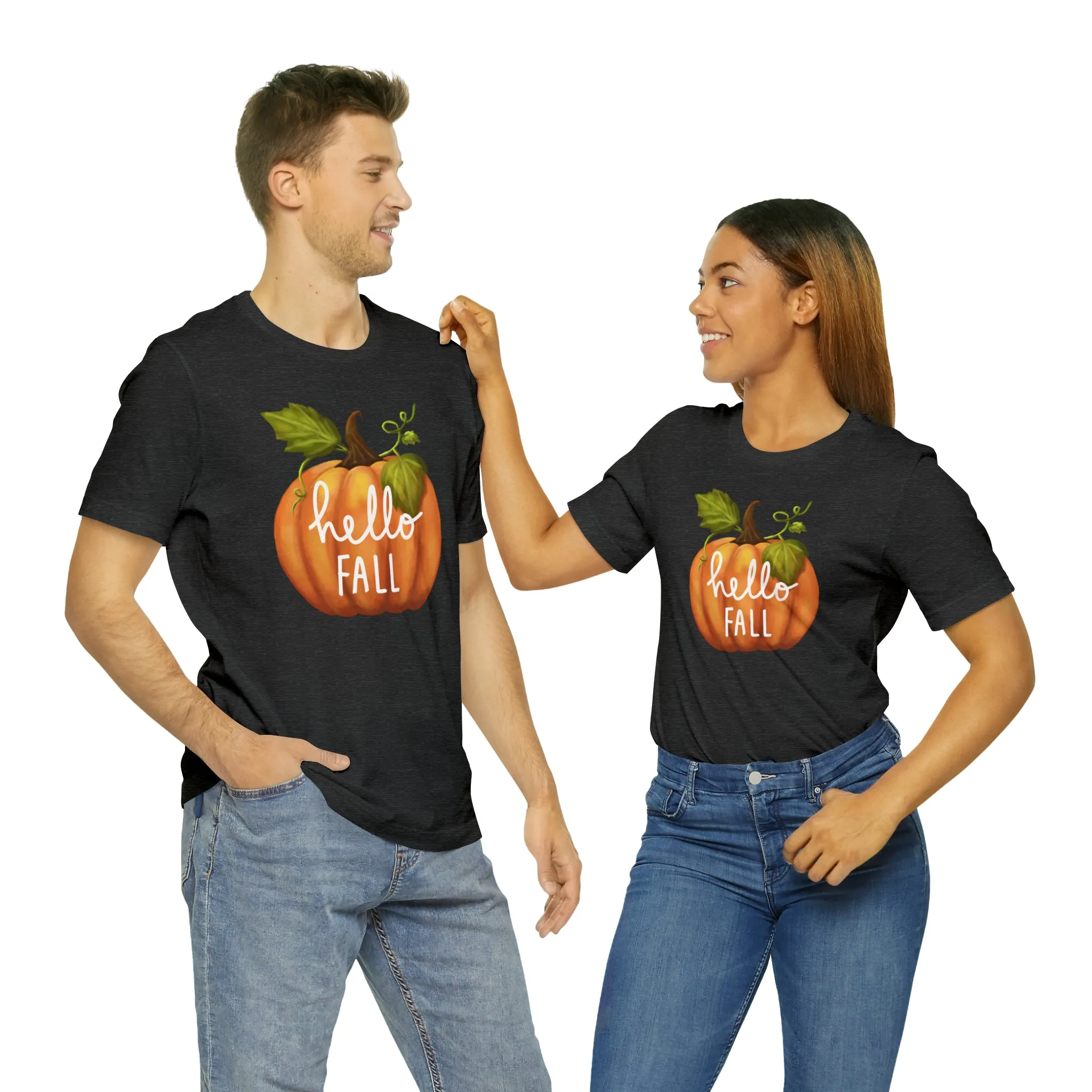 Hello Fall Shirt, Autumn Pumpkin Shirt , Pumpkin Spice Tee, Funny Pumpkin T-Shirt, Womens Fall Season Shirt