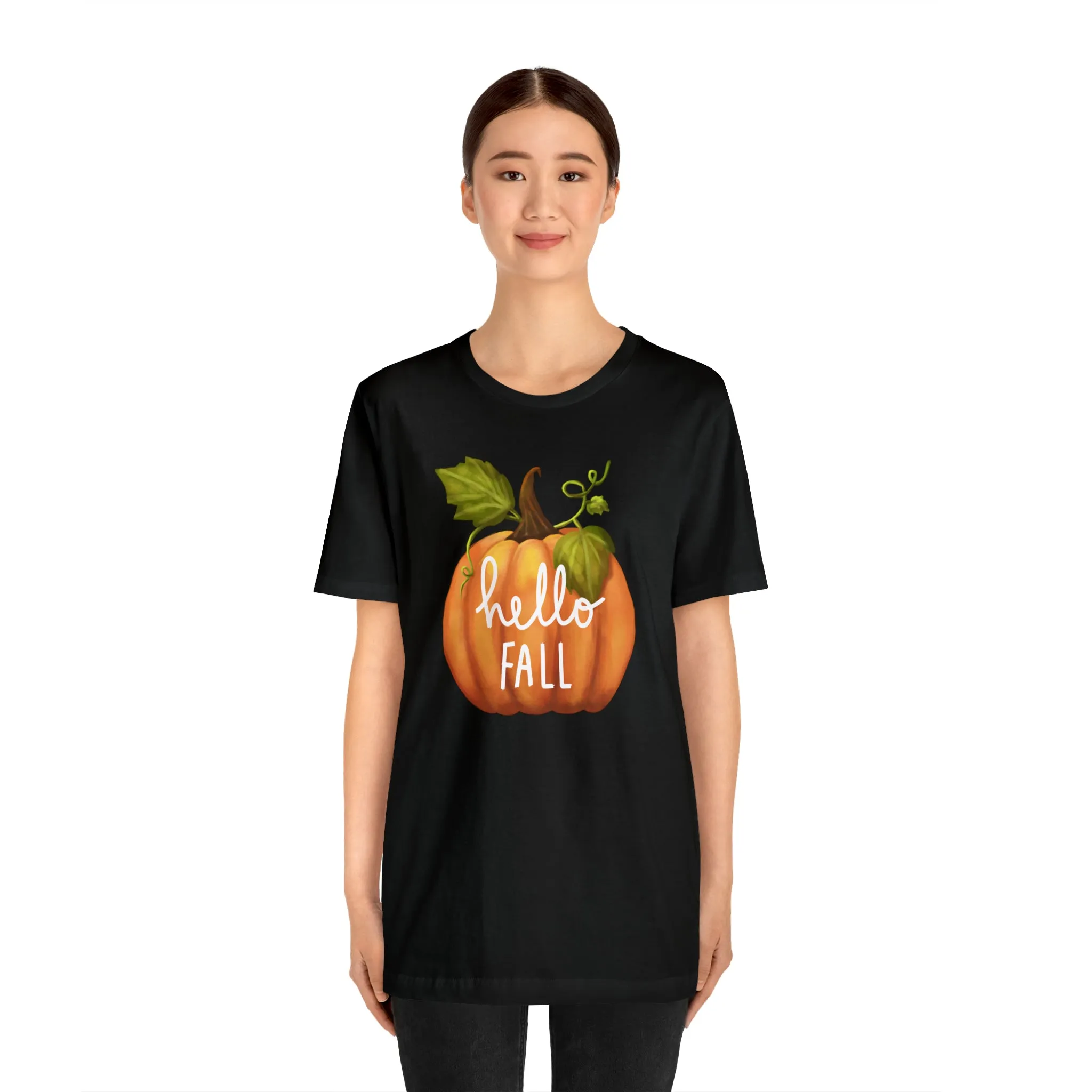 Hello Fall Shirt, Autumn Pumpkin Shirt , Pumpkin Spice Tee, Funny Pumpkin T-Shirt, Womens Fall Season Shirt