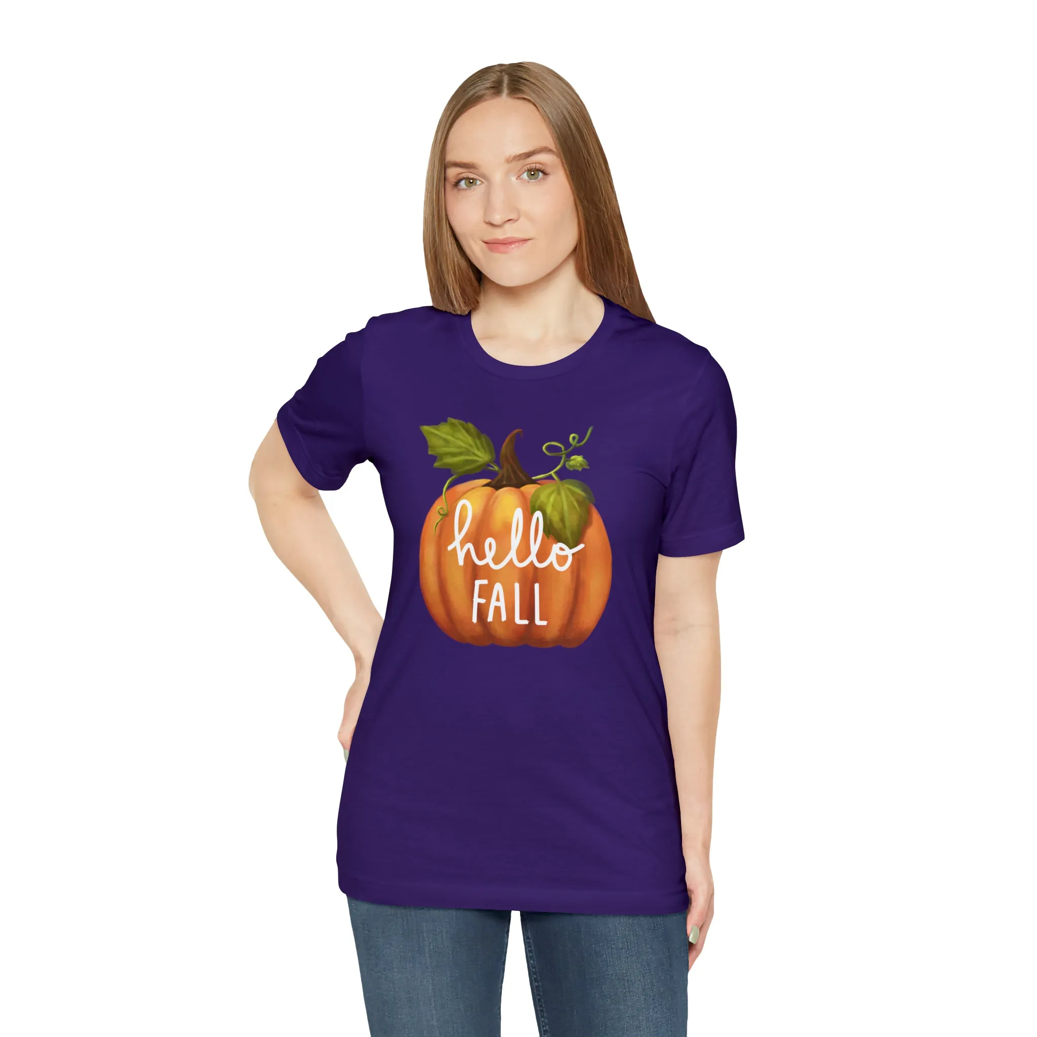 Hello Fall Shirt, Autumn Pumpkin Shirt , Pumpkin Spice Tee, Funny Pumpkin T-Shirt, Womens Fall Season Shirt